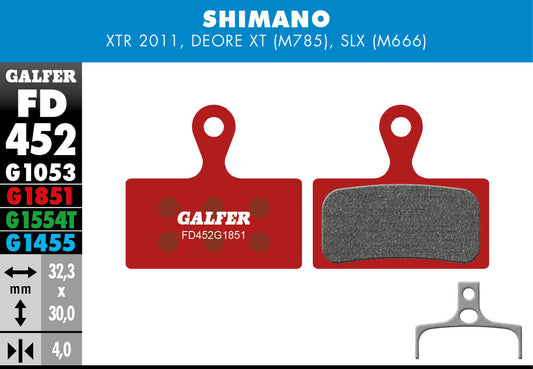 GALFER FD452 BRAKE PADS SHIMANO XTR, SLX, DEORE XT (M785) SLX