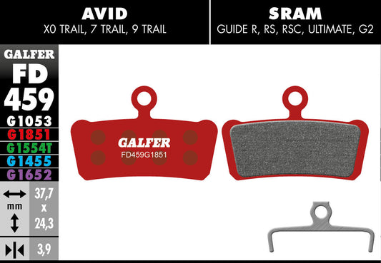 GALFER FD459 BRAKE PADS SRAM GUIDE R-RS-RSC, AVID XO TRAIL