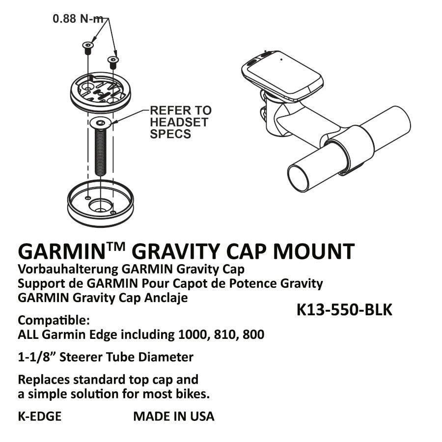 K-Edge GRAVITY Mount for Garmin - Black