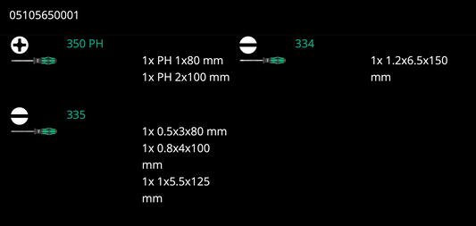 Wera 334/6 Rack Screwdriver Set Kraftform Plus