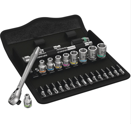 Wera Zyklop Metal Ratchet Set with switch lever 1/4" drive metric
